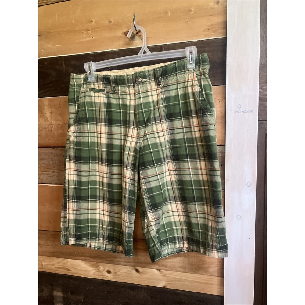 No Boundaries Vintage Green Plaid Mens Bermuda Shorts Size 34
